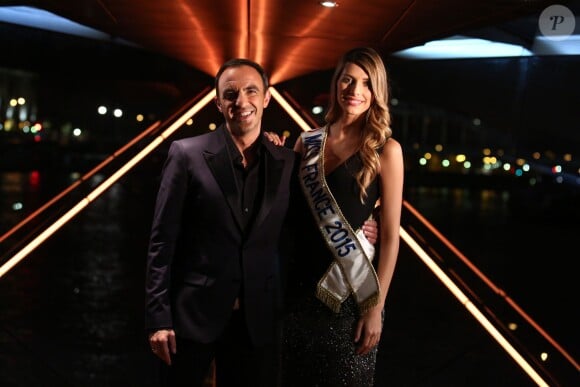 Exclusif - Nikos Aliagas et Camille Cerf (Miss France 2015) participent à l'enregistrement de l'émission Toute la musique qu'on aime, qui sera diffusée le 1er janvier 2015 à 00h45 sur TF1.