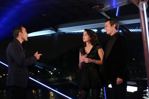 Exclusif - Anouchka Delon et Jean-Luc Reichmann participent à l'enregistrement de l'émission Toute la musique qu'on aime, qui sera diffusée le 1er janvier 2015 à 00h45 sur TF1.