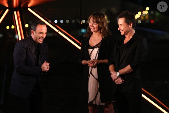 Exclusif - Nikos Aliagas, Julie Ferrier et Stéphane Rousseau participent à l'enregistrement de l'émission Toute la musique qu'on aime, qui sera diffusée le 1er janvier 2015 à 00h45 sur TF1.