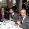 Exclusif - Christophe Barbier (directeur de la rédaction de L'Express) - à gauche - assiste à un événement organisé par Le Cercle des Médias, en présence de Shimon Peres, à Paris le 17 décembre 2014.