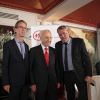 Exclusif - Shimon Peres, Antoine Guélaud (Directeur de la rédaction de TF1 et président de l'association) et Christophe Kulikowski assistent à un événement organisé par Le Cercle des Médias, en présence de Shimon Peres, à Paris le 17 décembre 2014.