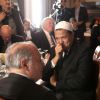 Exclusif - Hassen Chalghoumi et l'imam de Drancy (Seine-Saint-Denis) assistent à un événement organisé en l'honneur de Shimon Peres par Le Cercle des Médias, à Paris le 17 décembre 2014.