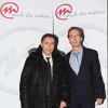Exclusif - Laurent Neumann (BFM) et Antoine Guélaud (Directeur de la rédaction de TF1 et président de l'association) assistent à un événement organisé par Le Cercle des Médias en l'honneur de Shimon Peres, à Paris le 17 décembre 2014.