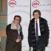 Exclusif - Frédéric Haziza (LCP) et Gérard Leclerc (France 3) assistent à un événement organisé par Le Cercle des Médias, à Paris le 17 décembre 2014.