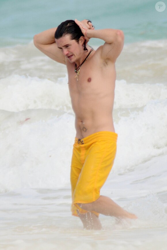 Orlando Bloom en vacances à Cancun, le 28 décembre 2014.