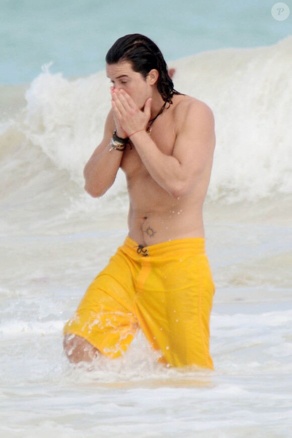 Orlando Bloom en vacances à Cancun, le 28 décembre 2014.