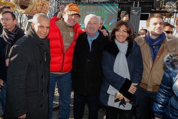 Frédéric Edelstein, Marcel Campion, Anne Hidalgo, Bruno Julliard - Parade du jour de l'an des Champs-Elysées à Paris, le 1er janvier 2015.