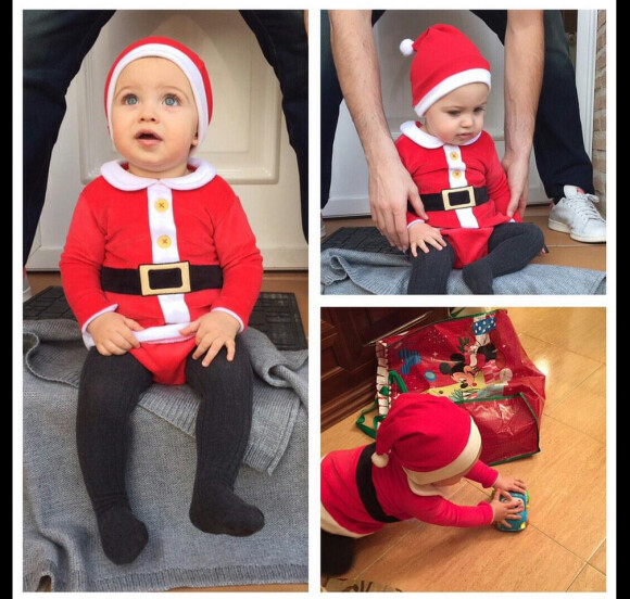 Martin Casillas (1 an), le fils d'Iker Casillas et Sara Carbonero, fête Noël 2014.
