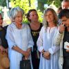 La veuve de Michel Polac Nadia, leur fille Juliette et Patrick Pelloux aux funérailles de Michel Polac à Cabrerolles, le 10 août 2012