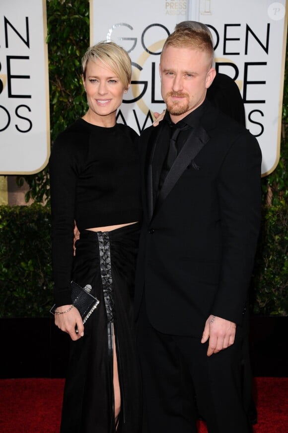 Robin Wright et son fiancé Ben Foster - La 72ème cérémonie annuelle des Golden Globe Awards à Beverly Hills, le 11 janvier 2015.