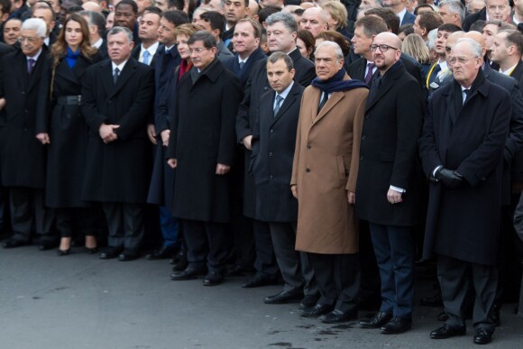 Le premier ministre de Belgique, Charles Michel - Les dirigeants politiques mondiaux défilent à la marche républicaine pour Charlie Hebdo à Paris, le 11 janvier 2015