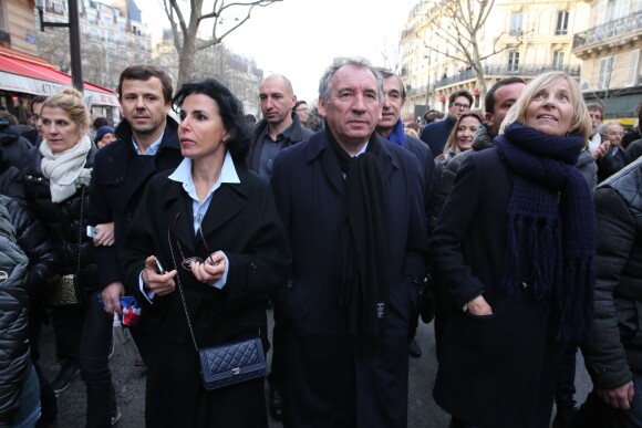 Rachida Dati, François Bayrou, Marielle de Sarnez - Marche républicaine pour Charlie Hebdo à Paris, le 11 janvier 2015