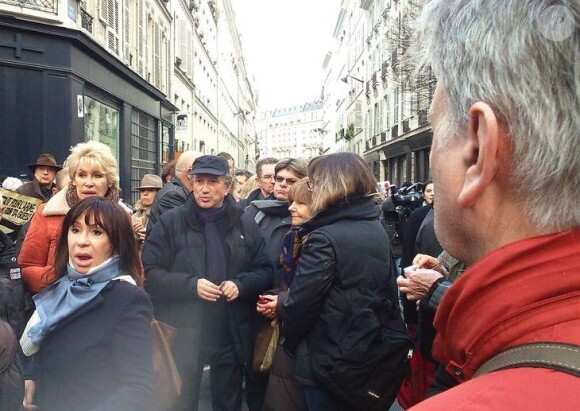 Michel Drucker, Danièle Evenou - Marche républicaine à Paris, le 11 janvier 2015
