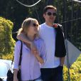  L'acteur Topher Grace se promene avec sa compagne dans les rues de Santa Barbara. Le 25 janvier 2014  