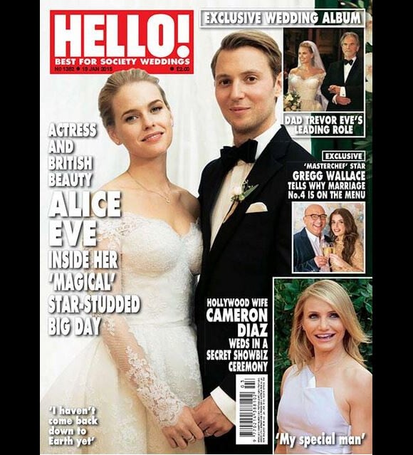 Alice Eve et son mari en couverture de Hello ! magazin, édition du 19 janvier 2015