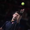 Novak Djokovic lors de son premier match au BNP Paribas Masters au POPB de Paris le 28 octobre 2014