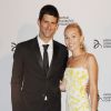 Novak Djokovic et son épouse Jelena Ristic lors d'un dînner de la Fondation Novak Djokovic à New York le 10 septembre 2013