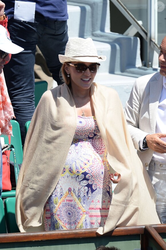 Jelena Ristic, enceinte, lors de la demi-finale de Roland Garros à Paris, le 6 juin 2014