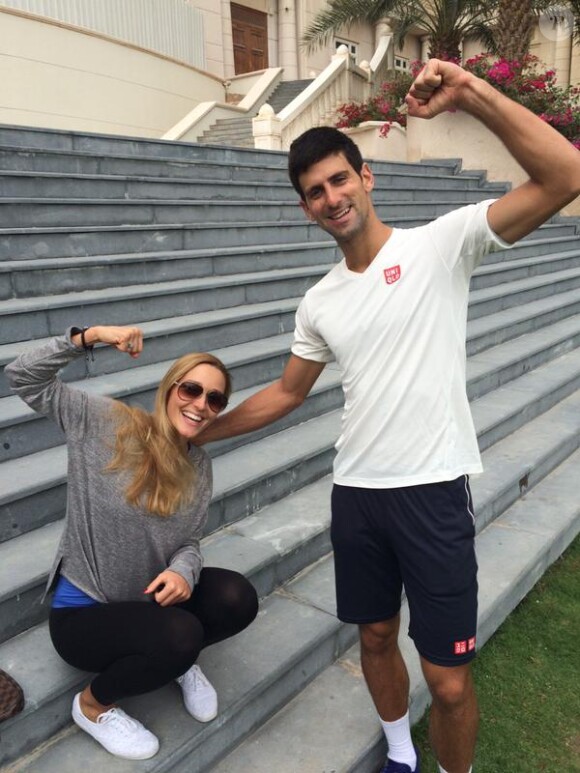 Novak Djokovic avec son épouse Jelena - photo publiée sur son compte Twitter le 10 janvier 2015