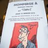 Hommage à Tignous (Bernard Verlhac) de la mairie de Montreuil, le 15 janvier 2015. Le dessinateur est mort à 57 ans, assassiné dans l'attentat contre Charlie Hebdo. 