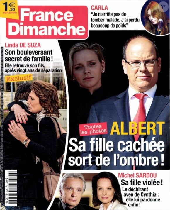 Les retrouvailles de Linda de Suza et son fils João Lança en couverture de France Dimanche, en kiosques le 28 mars 2014.