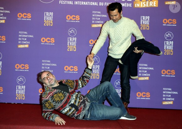 Antoine Duléry et Frédéric Chau - 2e journée du 18e festival international du film de comédie de l'Alpe d'Huez le 15 janvier 2015.