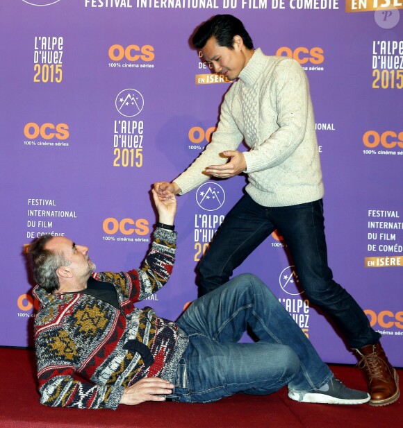 Antoine Duléry et Frédéric Chau - 2e journée du 18e festival international du film de comédie de l'Alpe d'Huez le 15 janvier 2015.