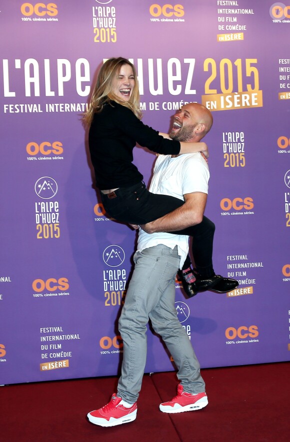 L'équipe du film "Toute Premiére Fois", Adrianna Gradziel et Franck Gastambide - 2e journée du 18e festival international du film de comédie de l'Alpe d'Huez le 15 janvier 2015.