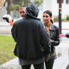 Kim Kardashian, Kanye West et leur fille North se rendent à une fête chez des amis à Brentwood le 10 janvier 2015.