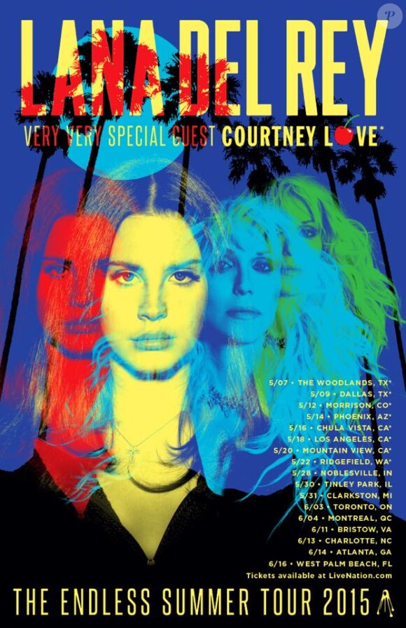 Lana Del Rey et Courtney Love en tournée américaine du 7 mai au 16 juin 2015.