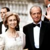 Le roi Juan Carlos Ier d'Espagne et la reine Sofia en juillet 1999 à Londres pour le mariage de la princesse Alexia de Grèce.