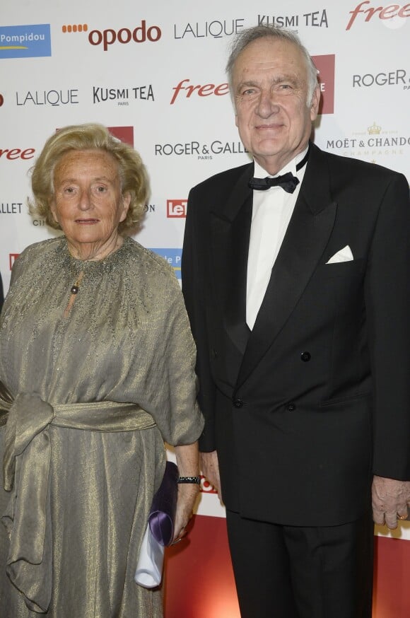 Bernadette Chirac et Richard Hutin (directeur général de la Fondation Claude Pompidou) assistent à la soirée de Gala du Prix d'Amérique Opodo à la Maison de l'UNESCO à Paris le 24 janvier 2015.