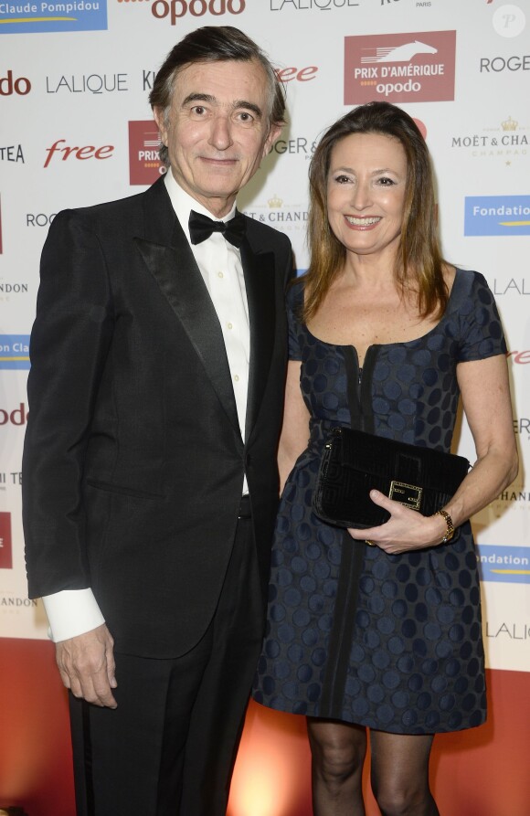 Philippe Douste-Blazy et sa femme assistent à la soirée de Gala du Prix d'Amérique Opodo à la Maison de l'UNESCO à Paris le 24 janvier 2015.