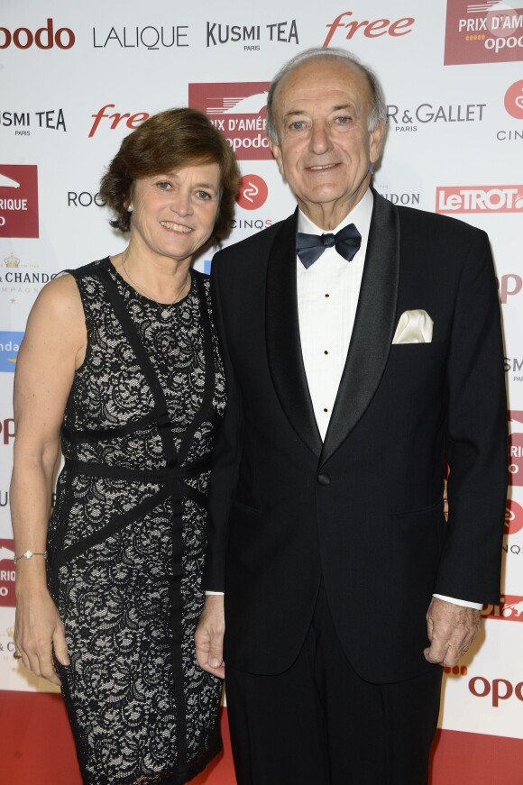 Bertrand Bélinguier (président de France Galop) et sa femme assistent à la soirée de Gala du Prix d'Amérique Opodo à la Maison de l'UNESCO à Paris le 24 janvier 2015.