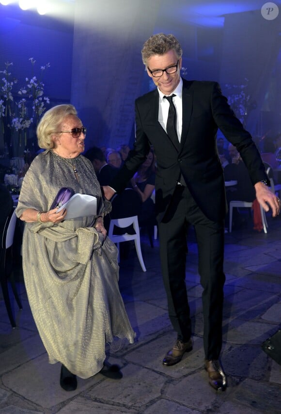 Exclusif - Bernadette Chirac et Denis Brogniart assistent à la soirée de Gala du Prix d'Amérique Opodo à la Maison de l'UNESCO à Paris le 24 janvier 2015.