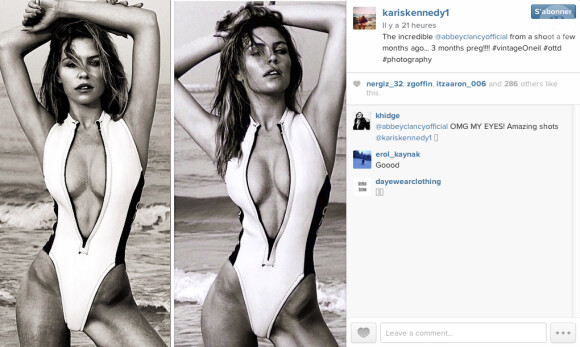 Photo d'Abbey Clancy à trois mois de grossesse prise par Karis Kennedy fin 2014.