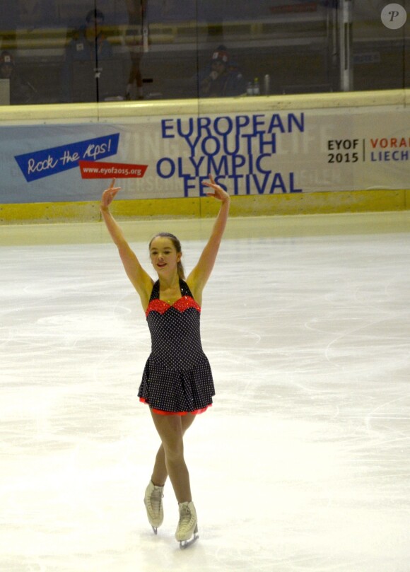 Exclusif - La princesse Alexandra de Hanovre, passionnée de patinage artistique et scolarisée en sport études, présentait lundi 26 janvier 2015 son programme court lors du Festival olympique de la jeunesse européenne (FOJE) d'hiver 2015 à Dornbirn, en Autriche.