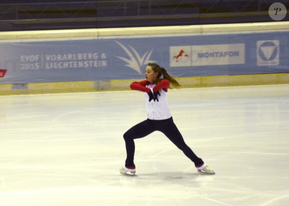 Exclusif - La princesse Alexandra de Hanovre, passionnée de patinage artistique et scolarisée en sport études, à l'entraînement lundi 26 janvier 2015 lors du Festival olympique de la jeunesse européenne (FOJE) d'hiver 2015 à Dornbirn, en Autriche.