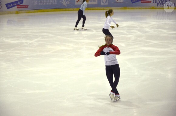Exclusif - La princesse Alexandra de Hanovre, passionnée de patinage artistique et scolarisée en sport études, à l'entraînement lundi 26 janvier 2015 lors du Festival olympique de la jeunesse européenne (FOJE) d'hiver 2015 à Dornbirn, en Autriche.