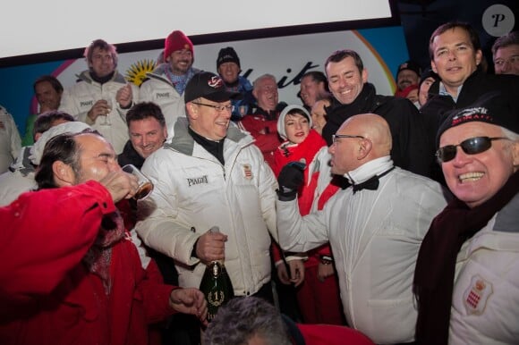 Le prince Albert II de Monaco lors de la 10e Monaco Historic Bob Race à Saint-Moritz le 23 janvier 2015