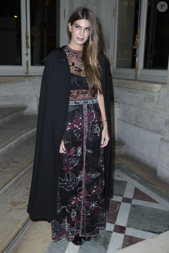 Bianca Brandolini d'Adda arrive à l'hôtel Salomon de Rothschild pour assister au défilé Valentino haute couture printemps-été 2015. Paris, le 28 janvier 2015.