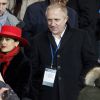 Salma Hayek lors du match entre le PSG et Rennes au Parc des Princes à Paris le 30 Janvier 2015 au côté de son époux François-Henri Pinault