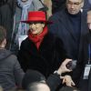 Salma Hayek lors du match entre le PSG et Rennes au Parc des Princes à Paris le 30 Janvier 2015
