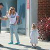 Exclusif - Drew Barrymore, son mari Will Koppleman et leur fille Olive quittent le restaurant The Sycamore Kitchen à Los Angeles. Le 23 janvier 2015.