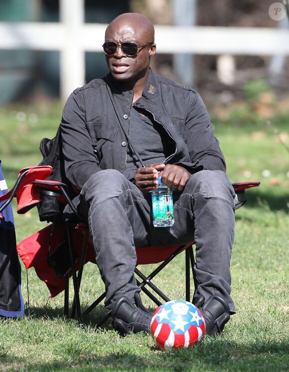 Seal assiste au match de football de ses enfants Leni, Henry et Johan à Los Angeles Le 31 Janvier 2015