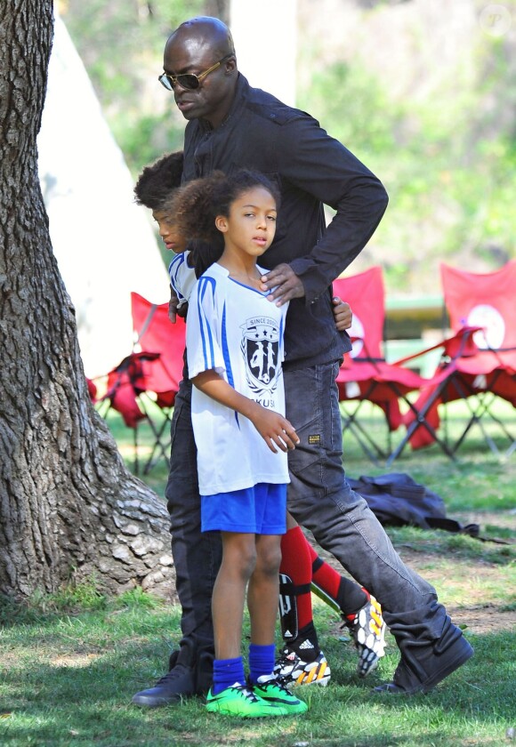Seal assiste au match de football de ses enfants Leni, Henry et Johan à Los Angeles Le 31 Janvier 2015