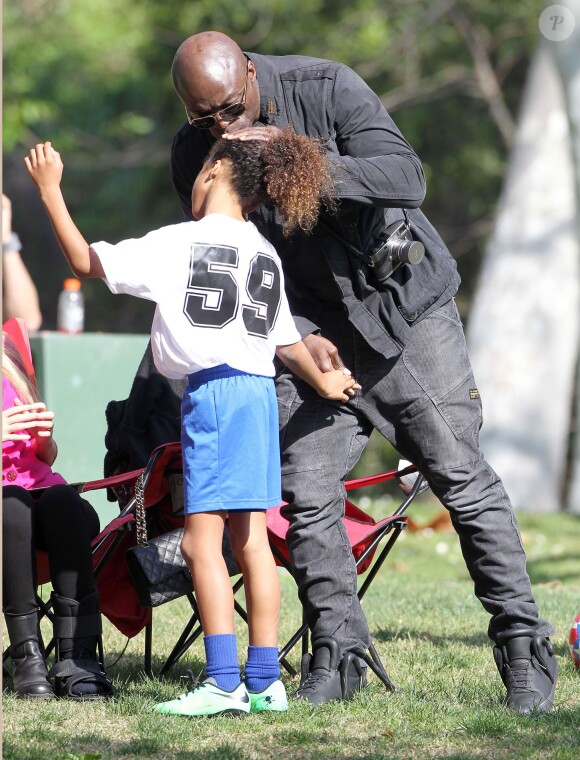 Seal assiste au match de football de ses enfants Leni, Henry et Johan à Los Angeles Le 31 Janvier 2015
