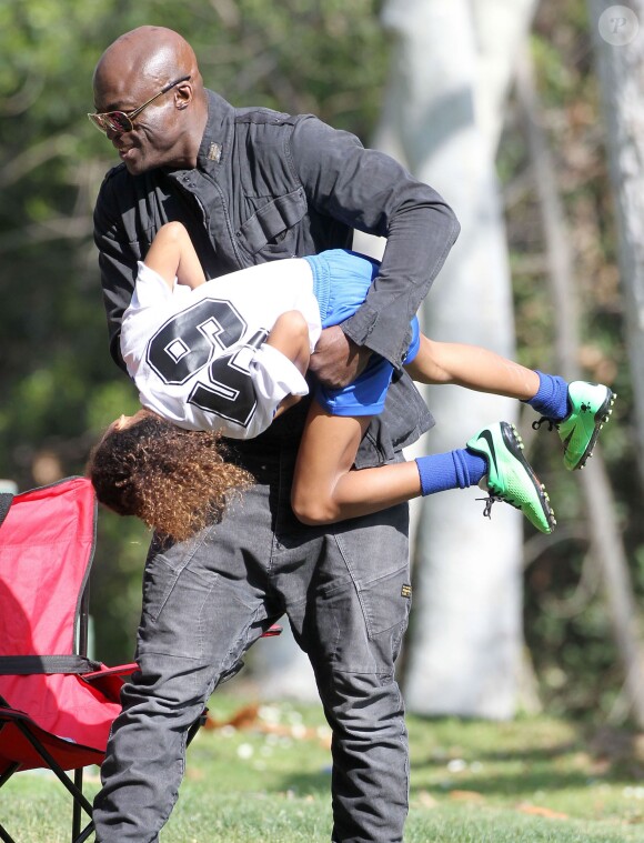 Seal assiste au match de football de ses enfants Leni, Henry et Johan à Los Angeles Le 31 Janvier 2015