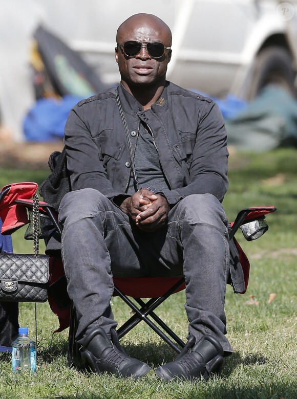 Seal assiste au match de football de ses enfants Leni, Henry et Johan à Los Angeles Le 31 Janvier 2015