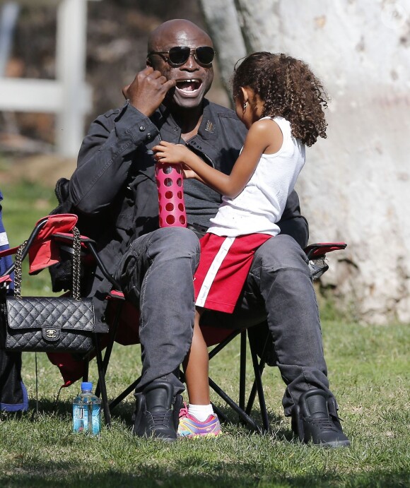 Seal assiste au match de football de ses enfants Leni, Henry et Johan à Los Angeles Le 31 Janvier 2015